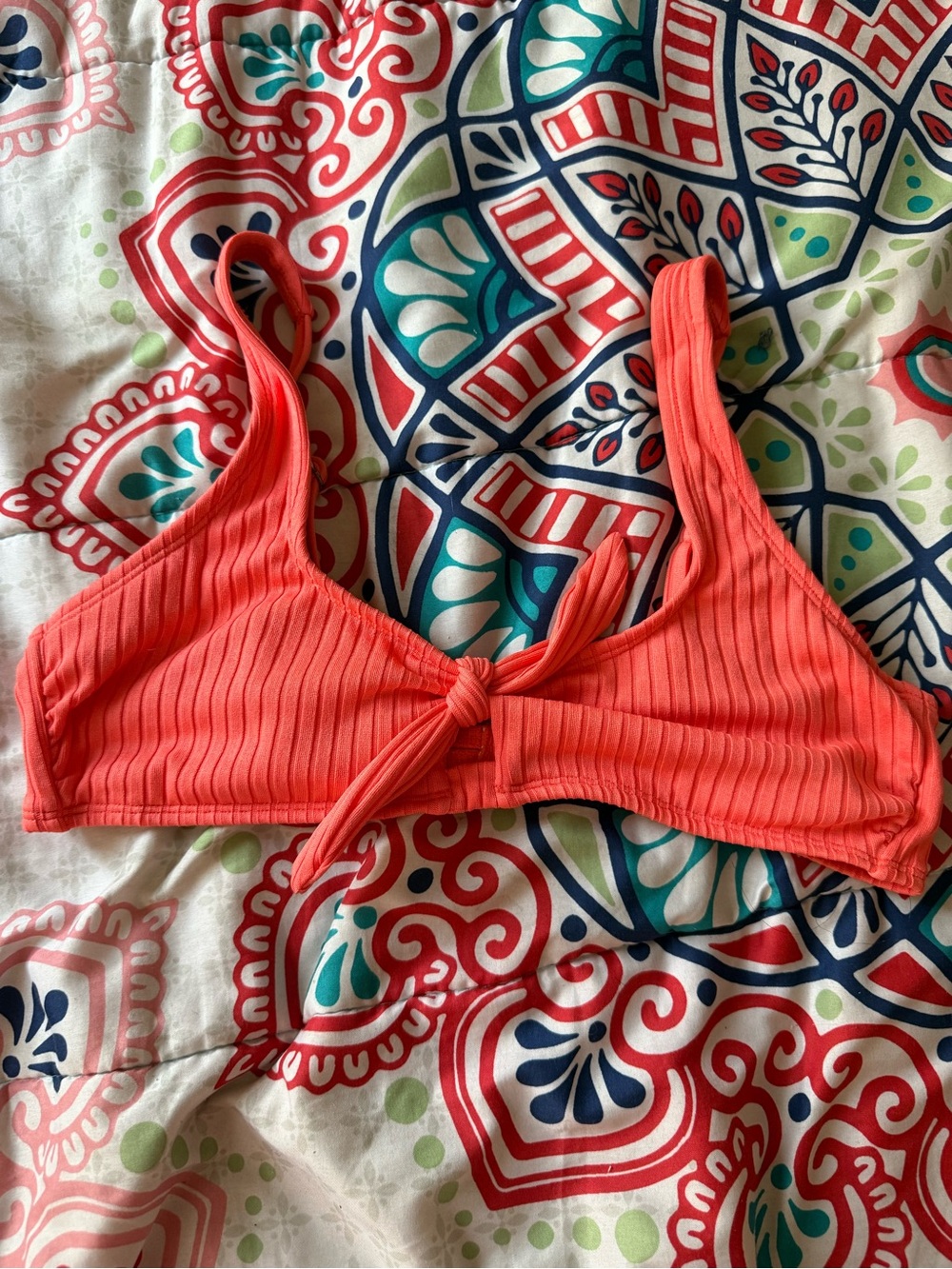 Xhilaration Coral Ribbed Knot-Front Camisole Bralette
